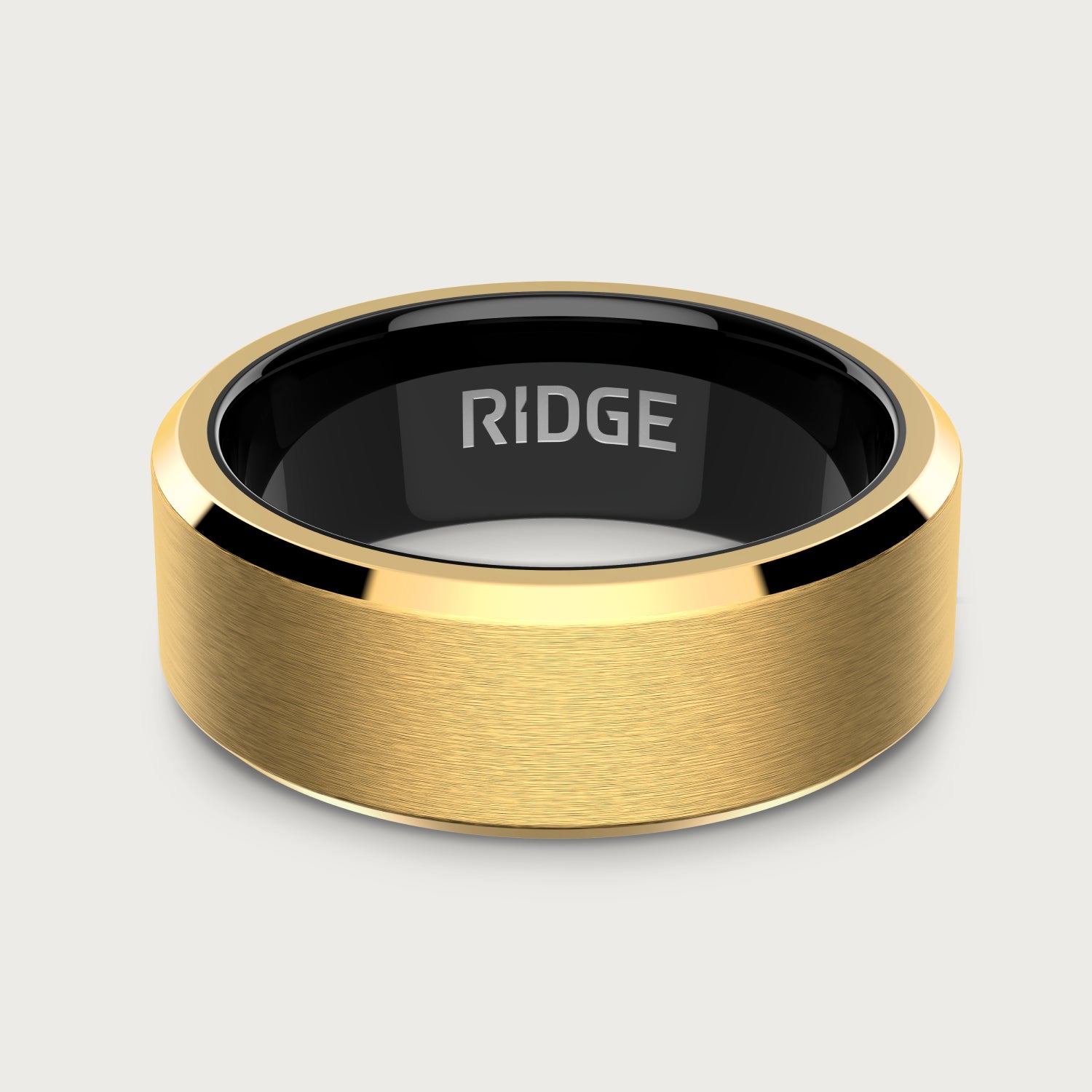 8mm Beveled Ring Set - 24K Gold