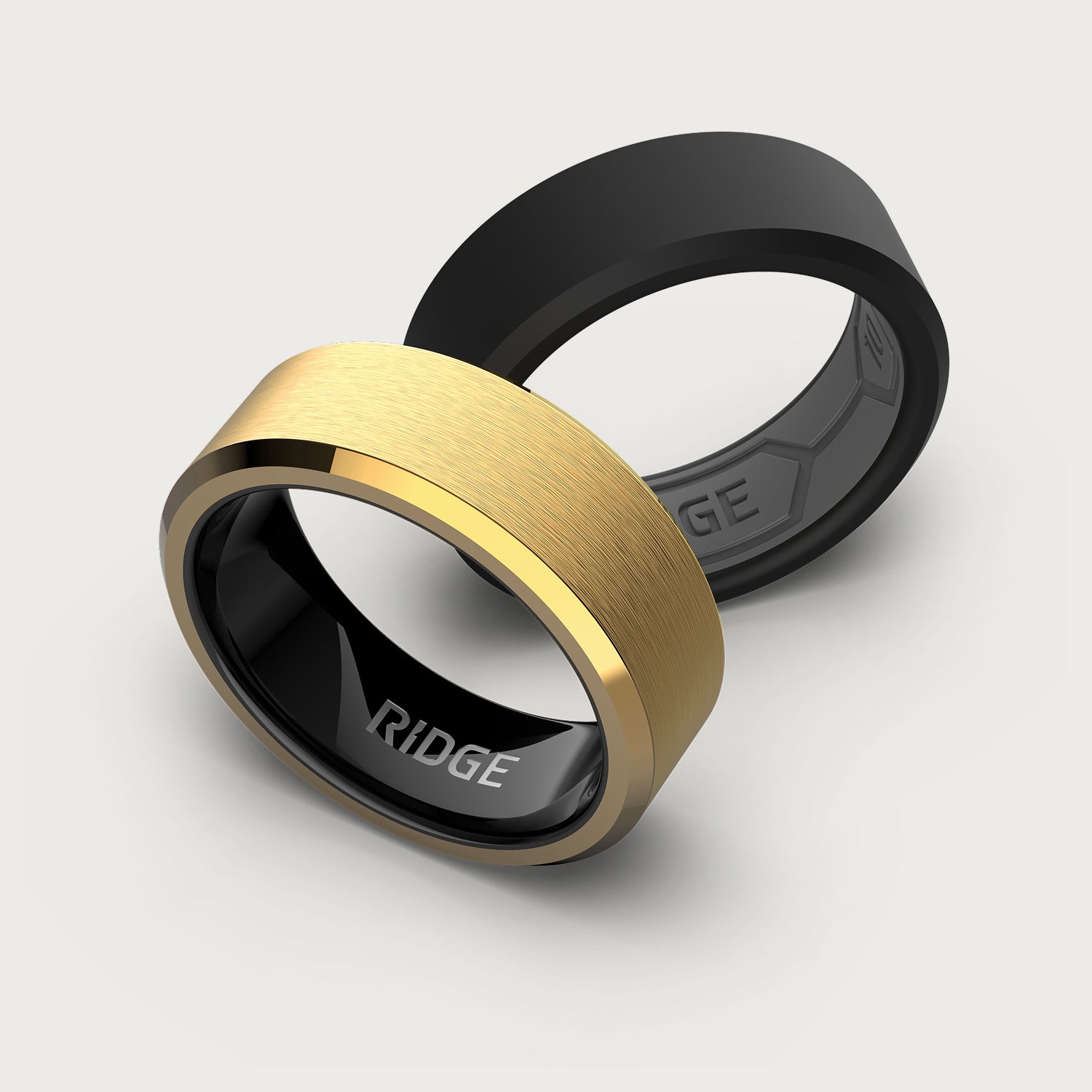 8mm Beveled Ring Set - 24K Gold